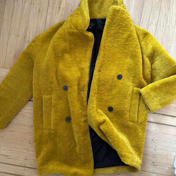 Zara TRF Mustard Yellow Teddy Coat - Picture 5 of 8